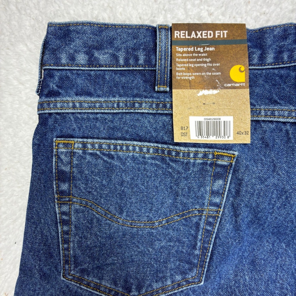Carhartt Relaxed Fit Tapered Leg Jeans Mens 40x32 B17 DST Darkstone NWT NOS